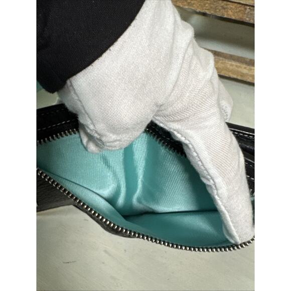 Tiffany & Co Pochette Wristlet Wallet Crossbody With Chain In Black Leather - Picture 12 of 16